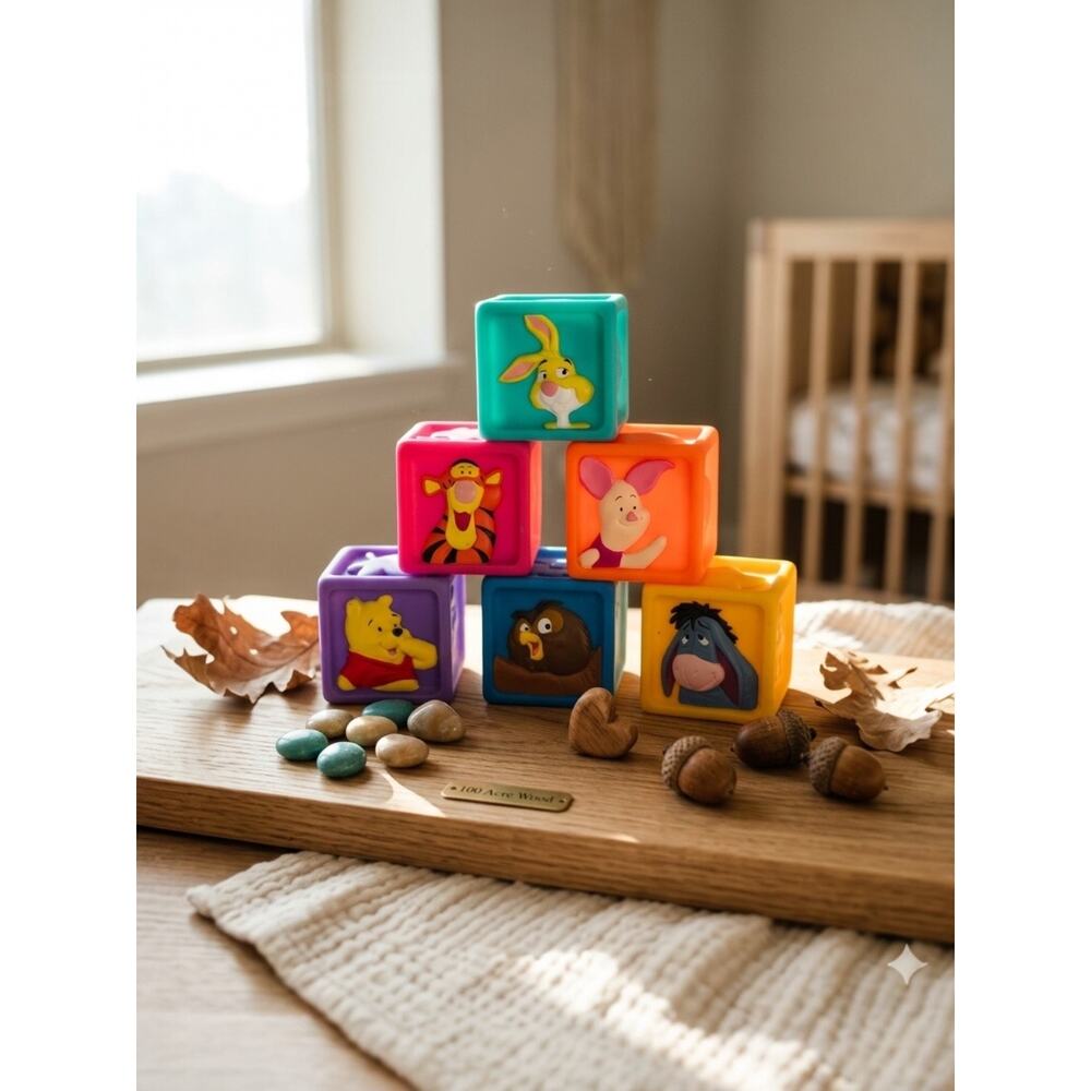 Vintage Disney Winnie the Pooh Plastic Blocks